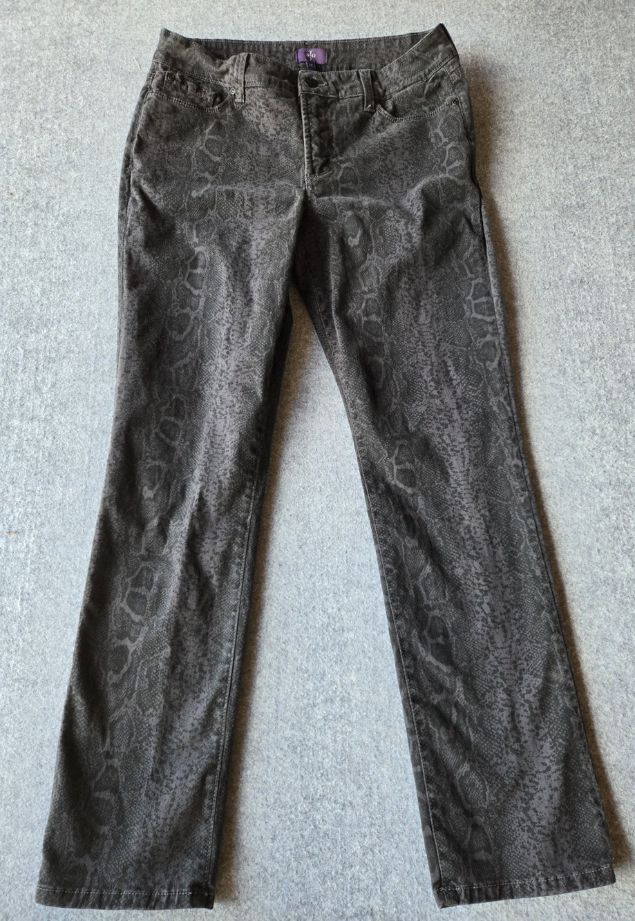 NYDJ Jeans Women's Skinny Size 10 Dark Purple & Black Snakeskin Print 31"x29.5"